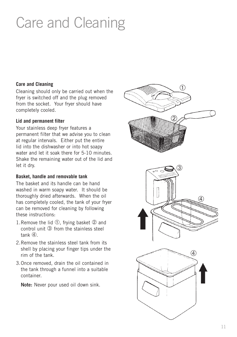 Care and cleaning | Sunbeam DF6300 User Manual | Page 11 / 24