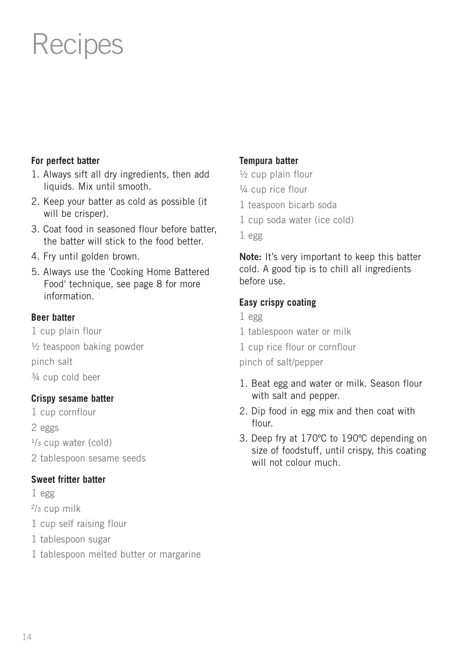 Recipes | Sunbeam DF6300 User Manual | Page 14 / 24