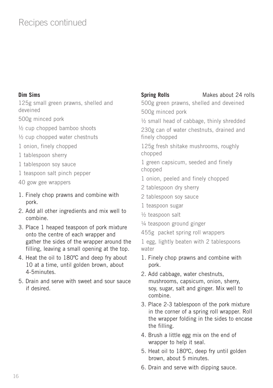 Recipes continued | Sunbeam DF6300 User Manual | Page 16 / 24