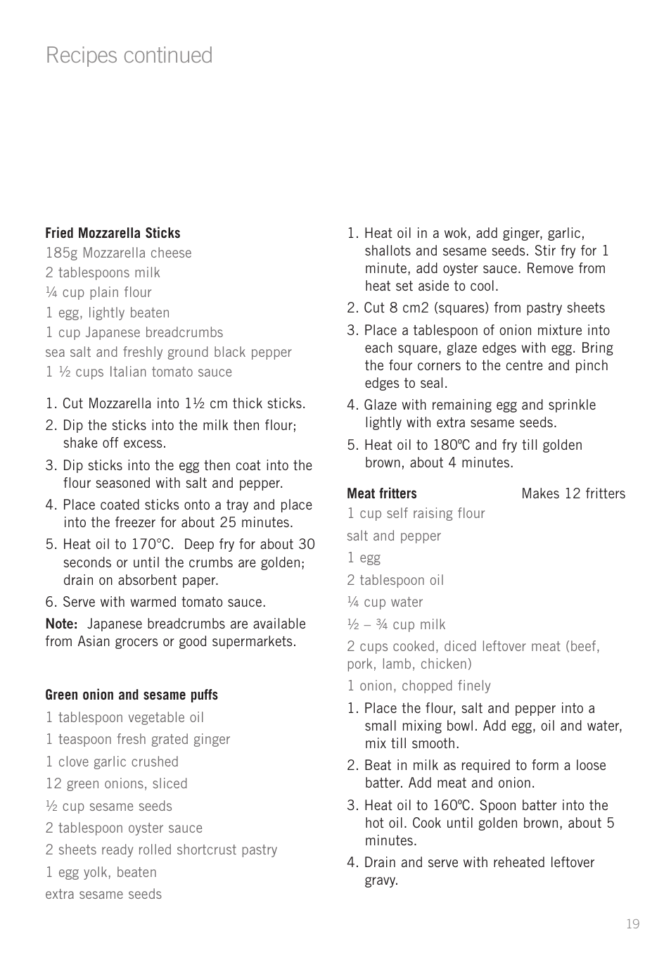 Recipes continued | Sunbeam DF6300 User Manual | Page 19 / 24