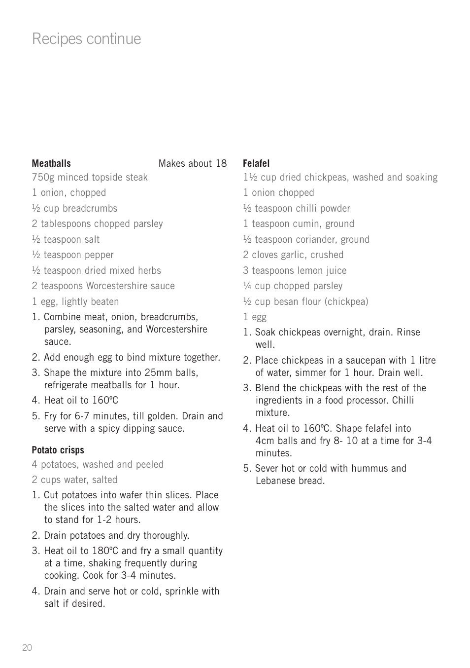 Recipes continue | Sunbeam DF6300 User Manual | Page 20 / 24