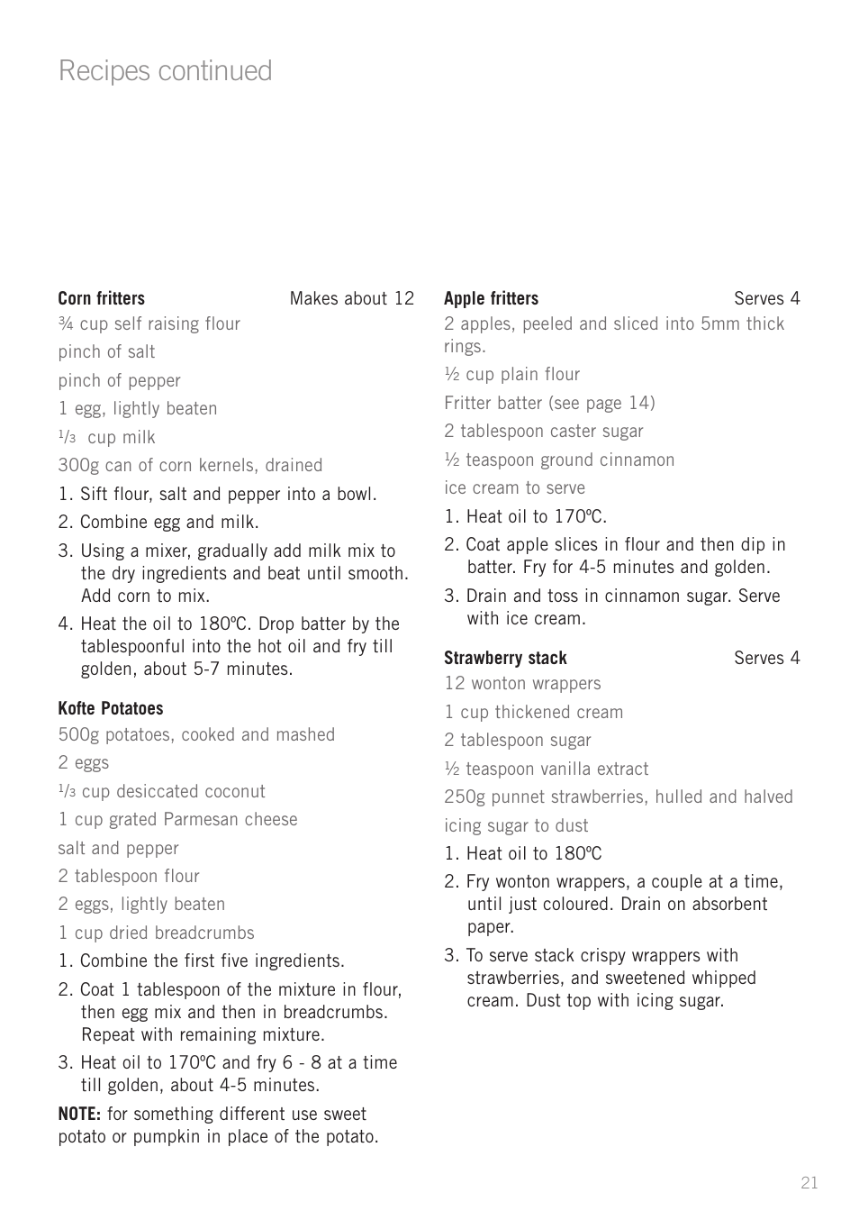 Recipes continued | Sunbeam DF6300 User Manual | Page 21 / 24