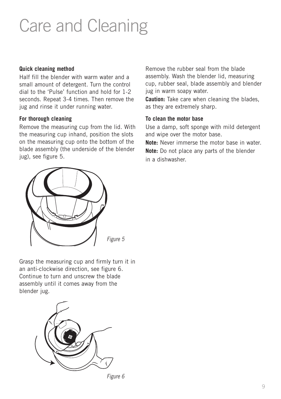 Care and cleaning | Sunbeam PB4200 User Manual | Page 11 / 25