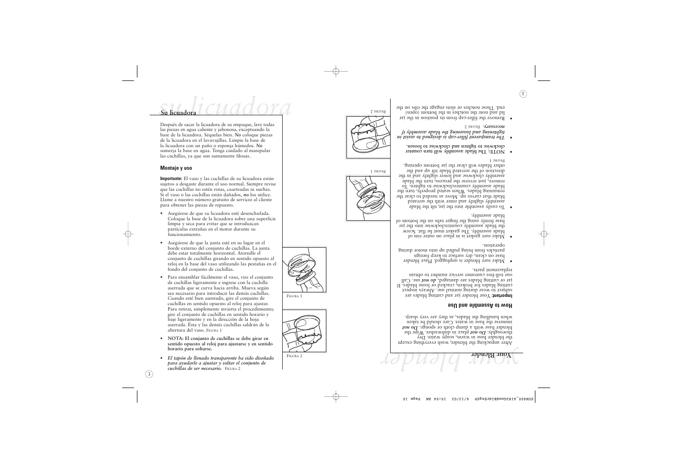 Su licuadora, Your blender | Sunbeam 4182 User Manual | Page 22 / 28