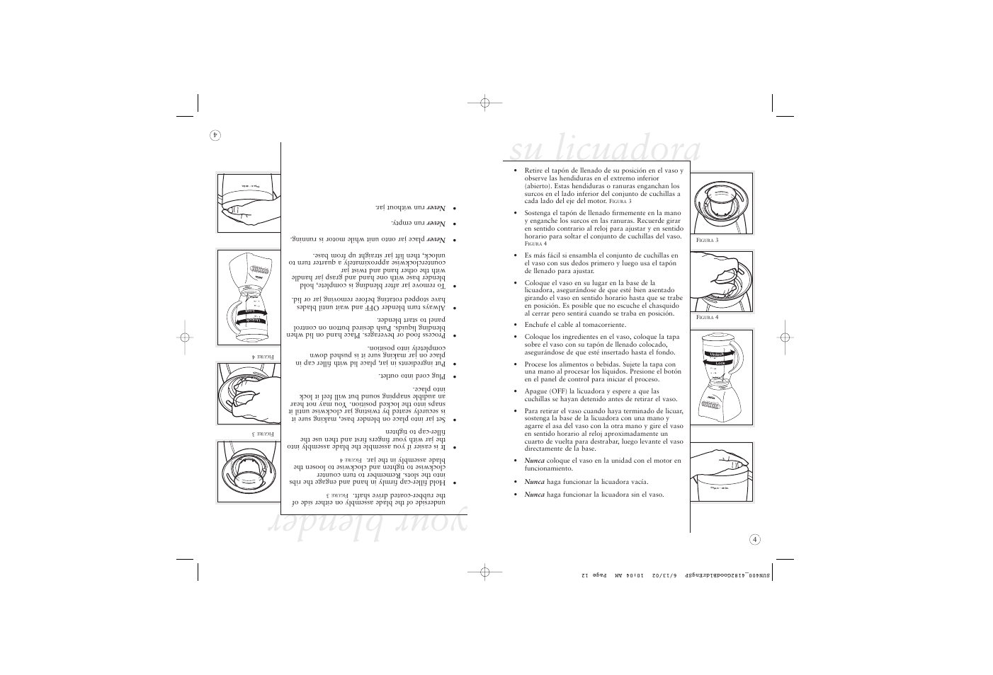 Su licuadora, Your blender | Sunbeam 4182 User Manual | Page 23 / 28