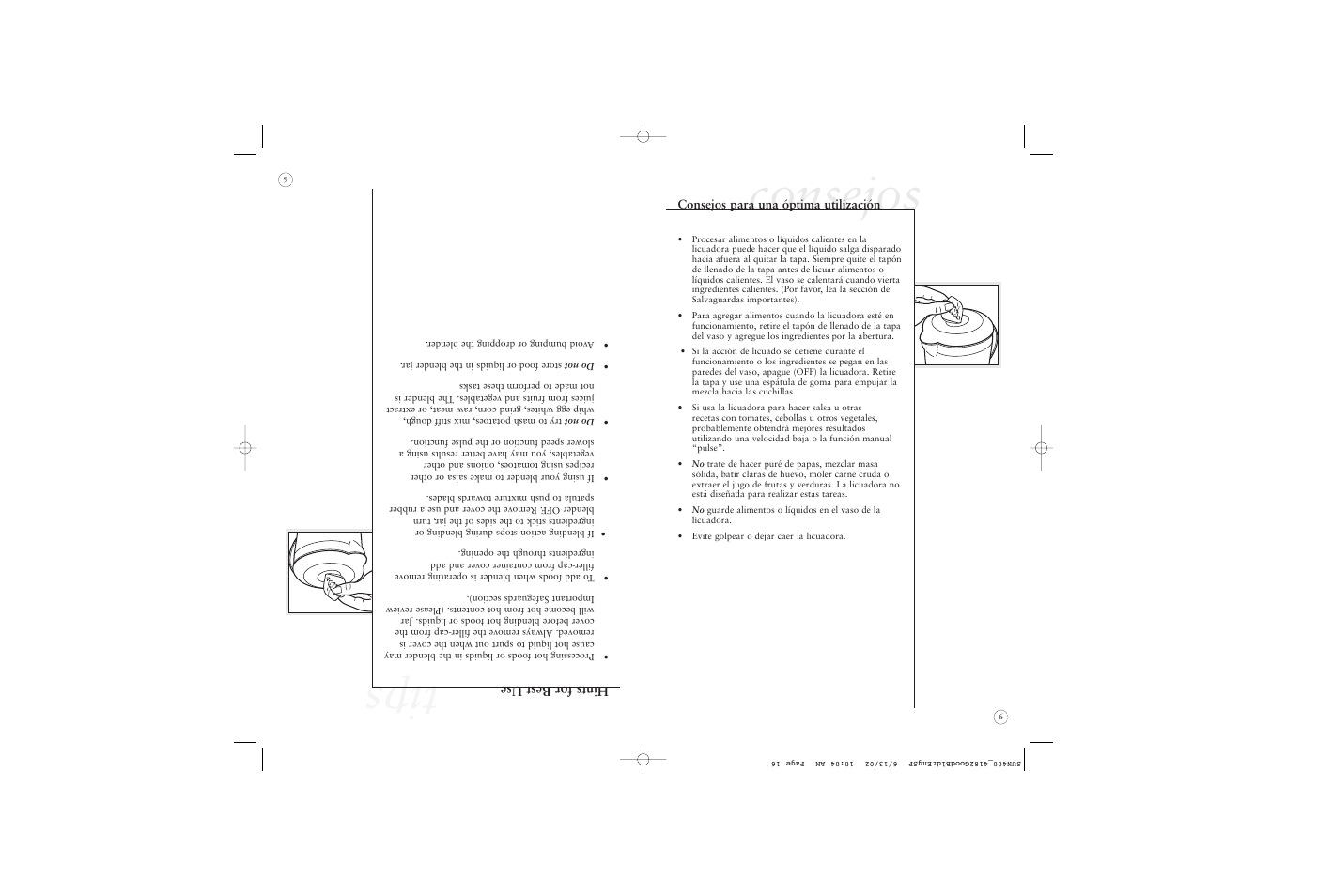 Consejos, Tips | Sunbeam 4182 User Manual | Page 25 / 28