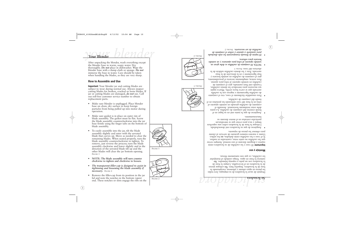 Su licuadora, Your blender | Sunbeam 4182 User Manual | Page 8 / 28