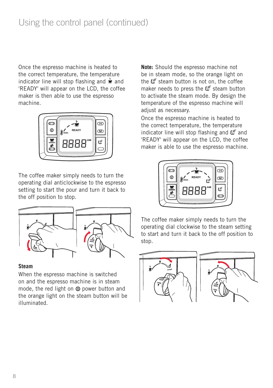 Using the control panel (continued) | Sunbeam EM5600 User Manual | Page 10 / 32