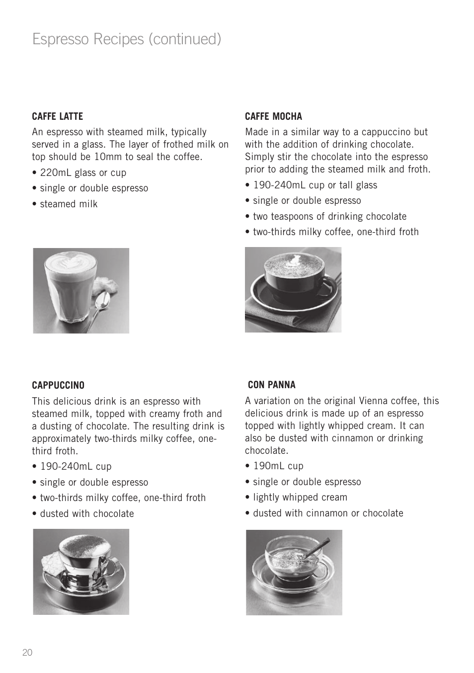 Espresso recipes (continued) | Sunbeam EM5600 User Manual | Page 22 / 32