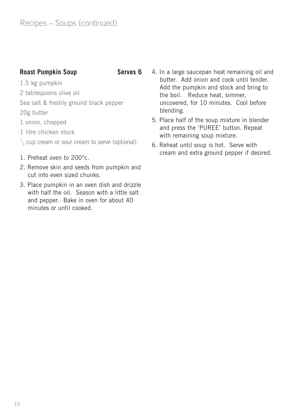 Recipes – soups (continued) | Sunbeam PB7900 User Manual | Page 12 / 27