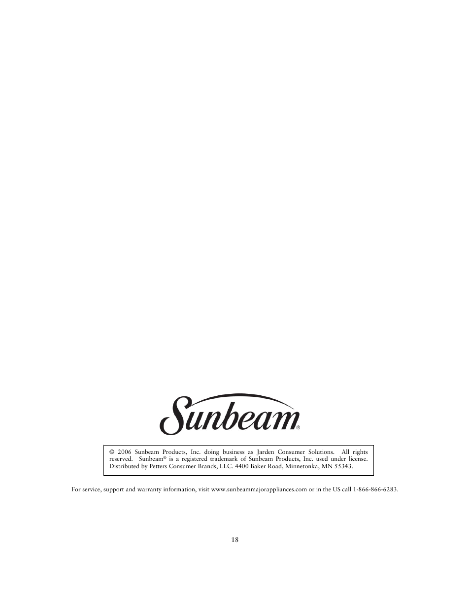 Sunbeam SNM1501RAX User Manual | Page 18 / 18