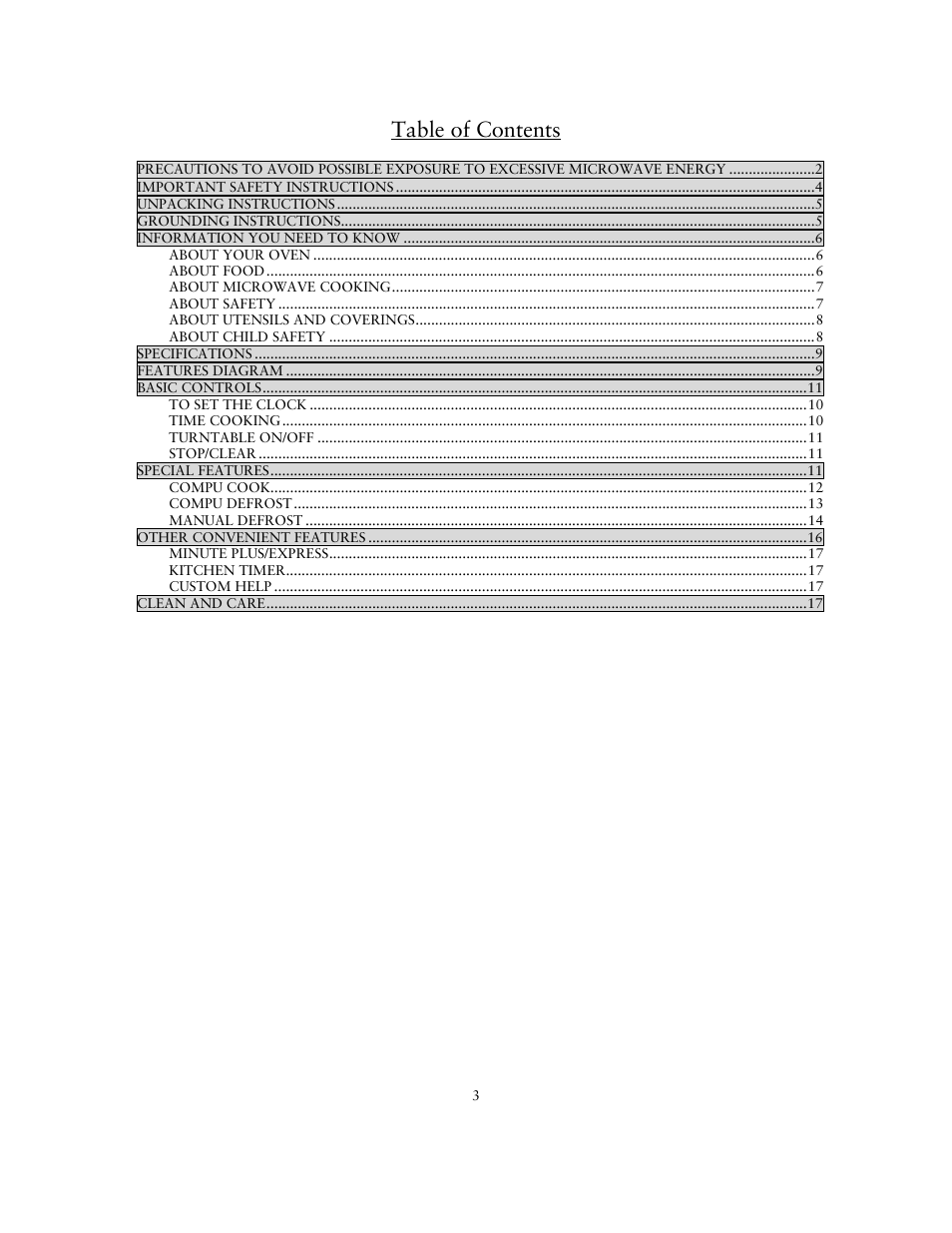 Sunbeam SNM1501RAX User Manual | Page 3 / 18