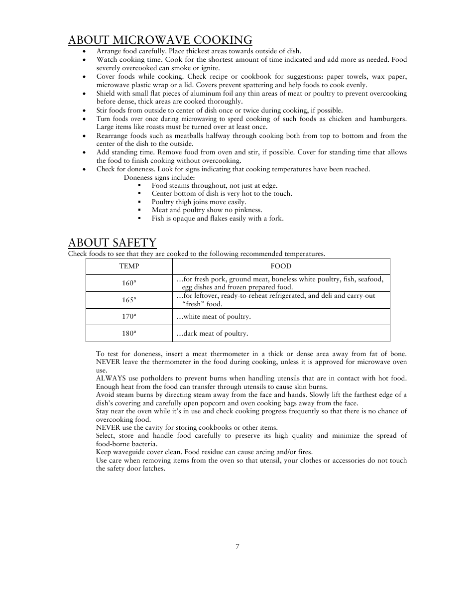 About microwave cooking, About safety | Sunbeam SNM1501RAX User Manual | Page 7 / 18
