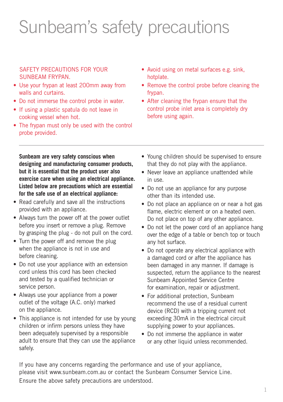 Sunbeam’s safety precautions, S beam’ afe eca i | Sunbeam FP7710 User Manual | Page 3 / 28