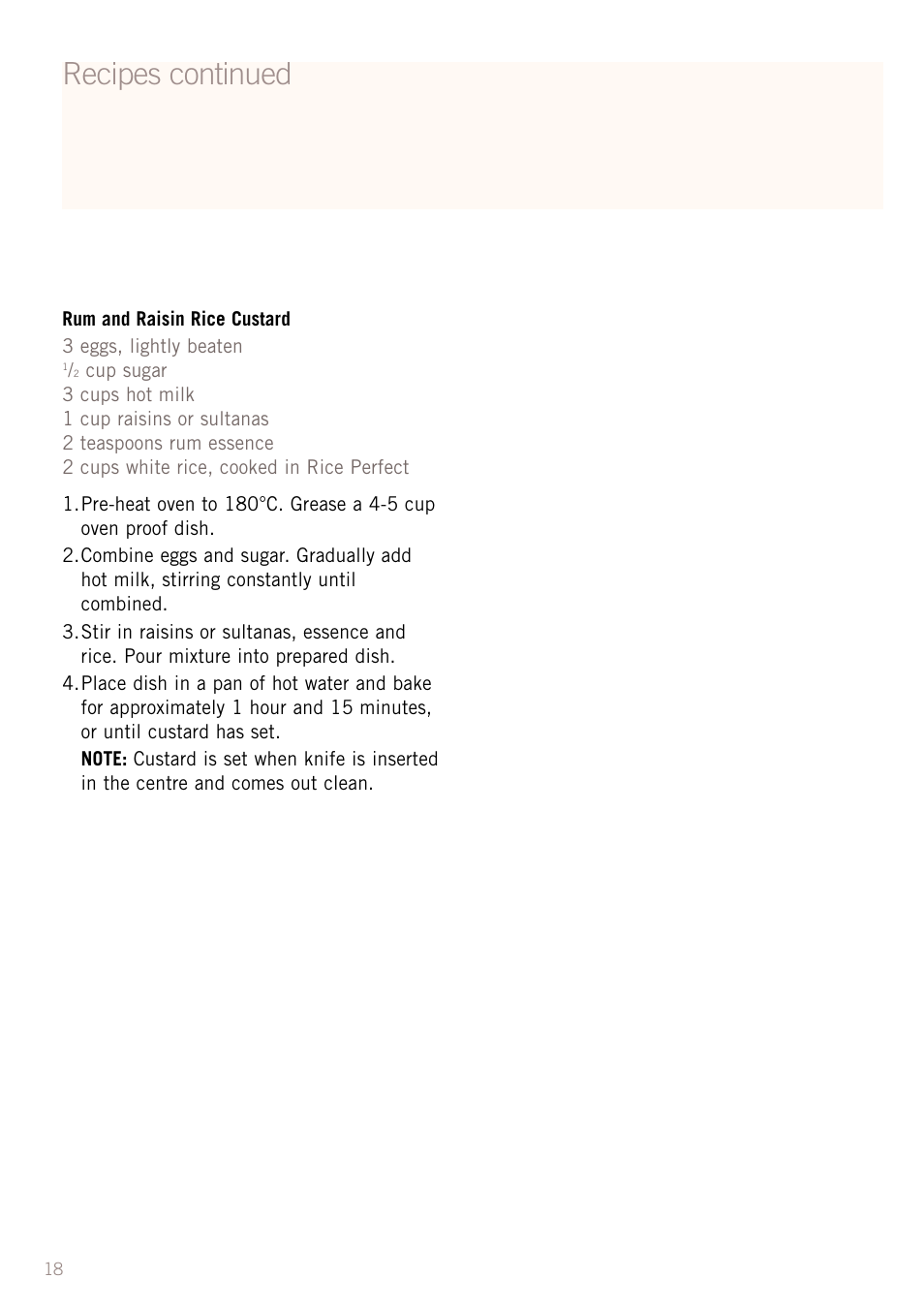 Recipes continued | Sunbeam RC4700 User Manual | Page 20 / 28