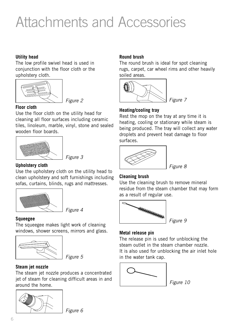 Attachments and accessories | Sunbeam SC7500 User Manual | Page 8 / 16