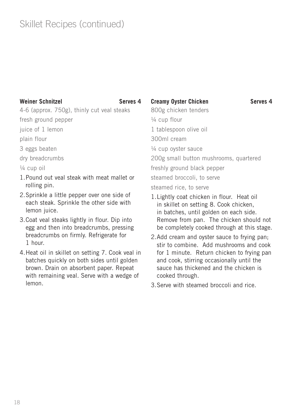 Skillet recipes (continued) | Sunbeam SK6410 User Manual | Page 18 / 28
