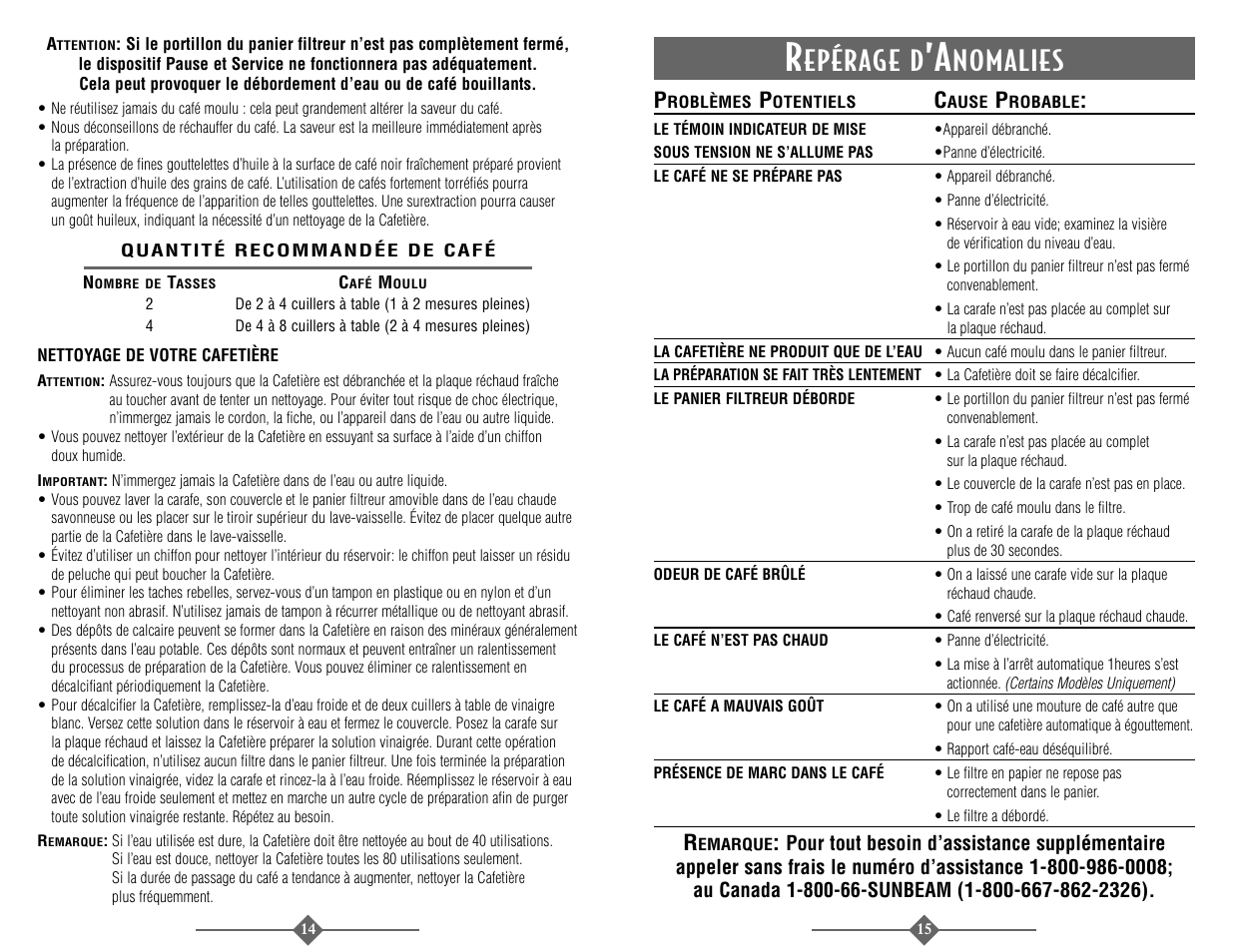 Epérage d, Nomalies | Sunbeam 3289 User Manual | Page 14 / 32
