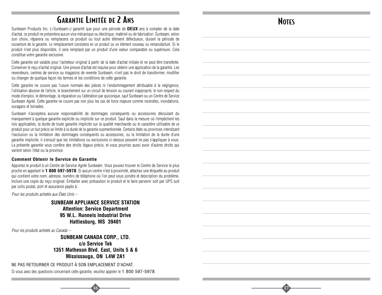 Sunbeam 3289 User Manual | Page 16 / 32