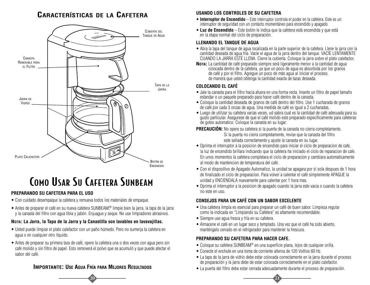 Afetera, Unbeam | Sunbeam 3289 User Manual | Page 20 / 32