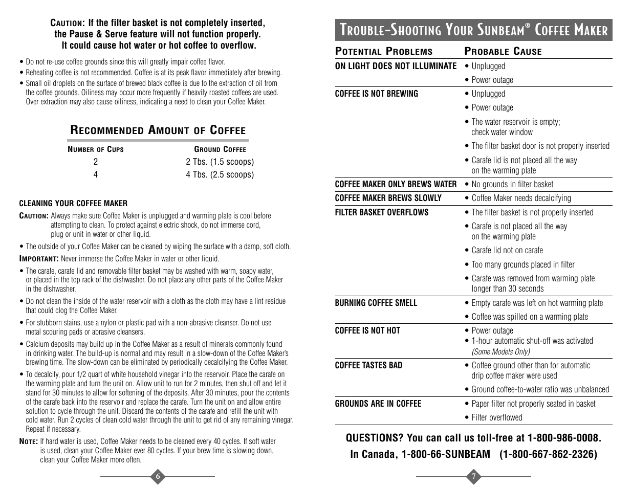 Rouble, Hooting, Unbeam | Offee, Aker | Sunbeam 3289 User Manual | Page 6 / 32