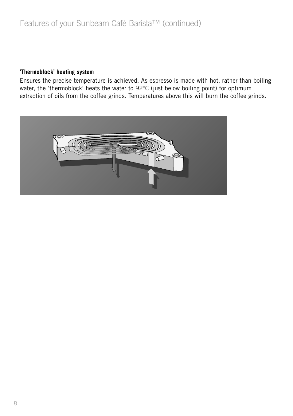 Features of your sunbeam café barista™ (continued) | Sunbeam EM8800 User Manual | Page 10 / 46