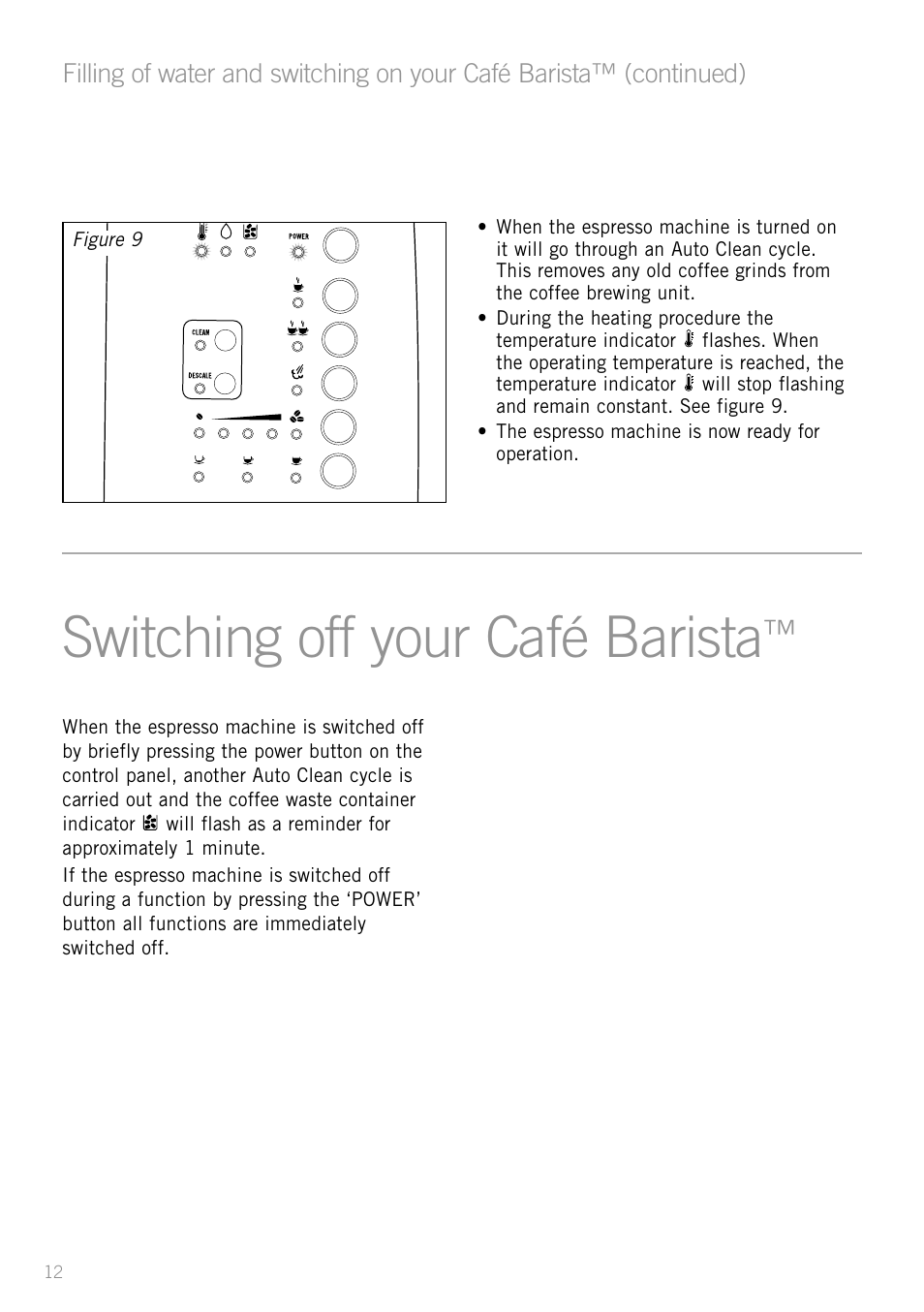 Switching off your café barista | Sunbeam EM8800 User Manual | Page 14 / 46