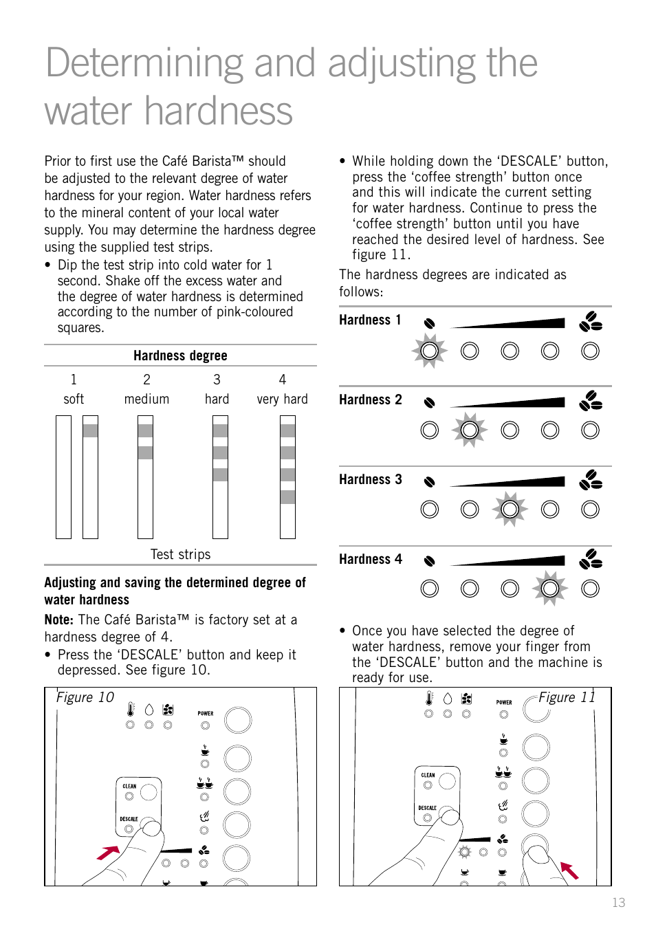Determining and adjusting the water hardness | Sunbeam EM8800 User Manual | Page 15 / 46