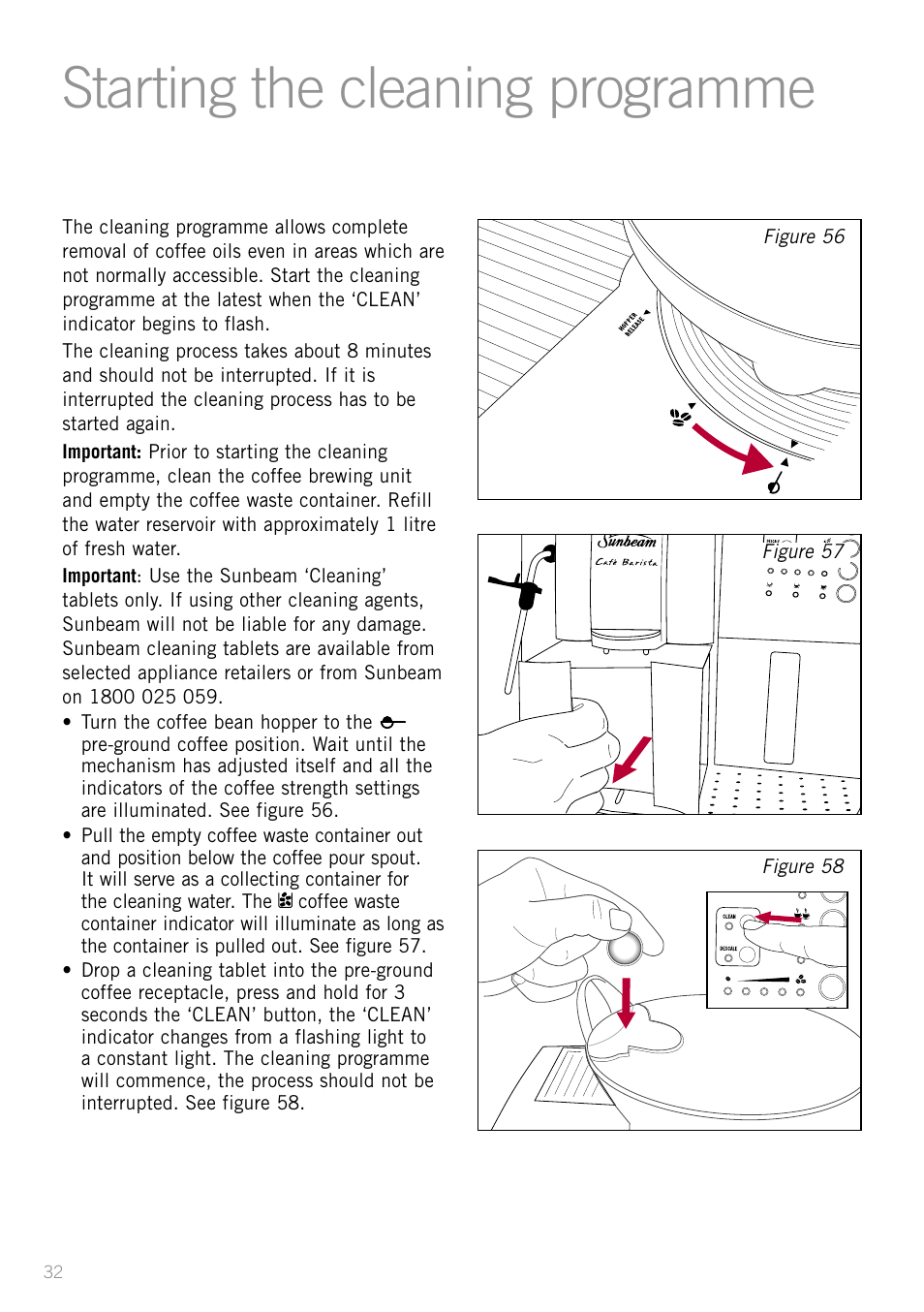 Starting the cleaning programme | Sunbeam EM8800 User Manual | Page 34 / 46