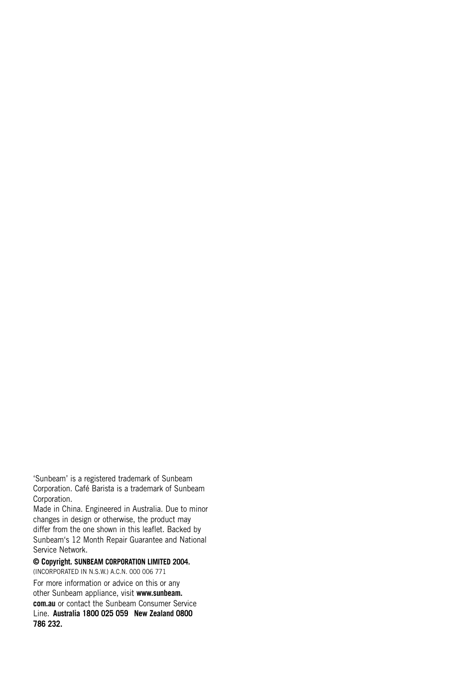 Sunbeam EM8800 User Manual | Page 45 / 46