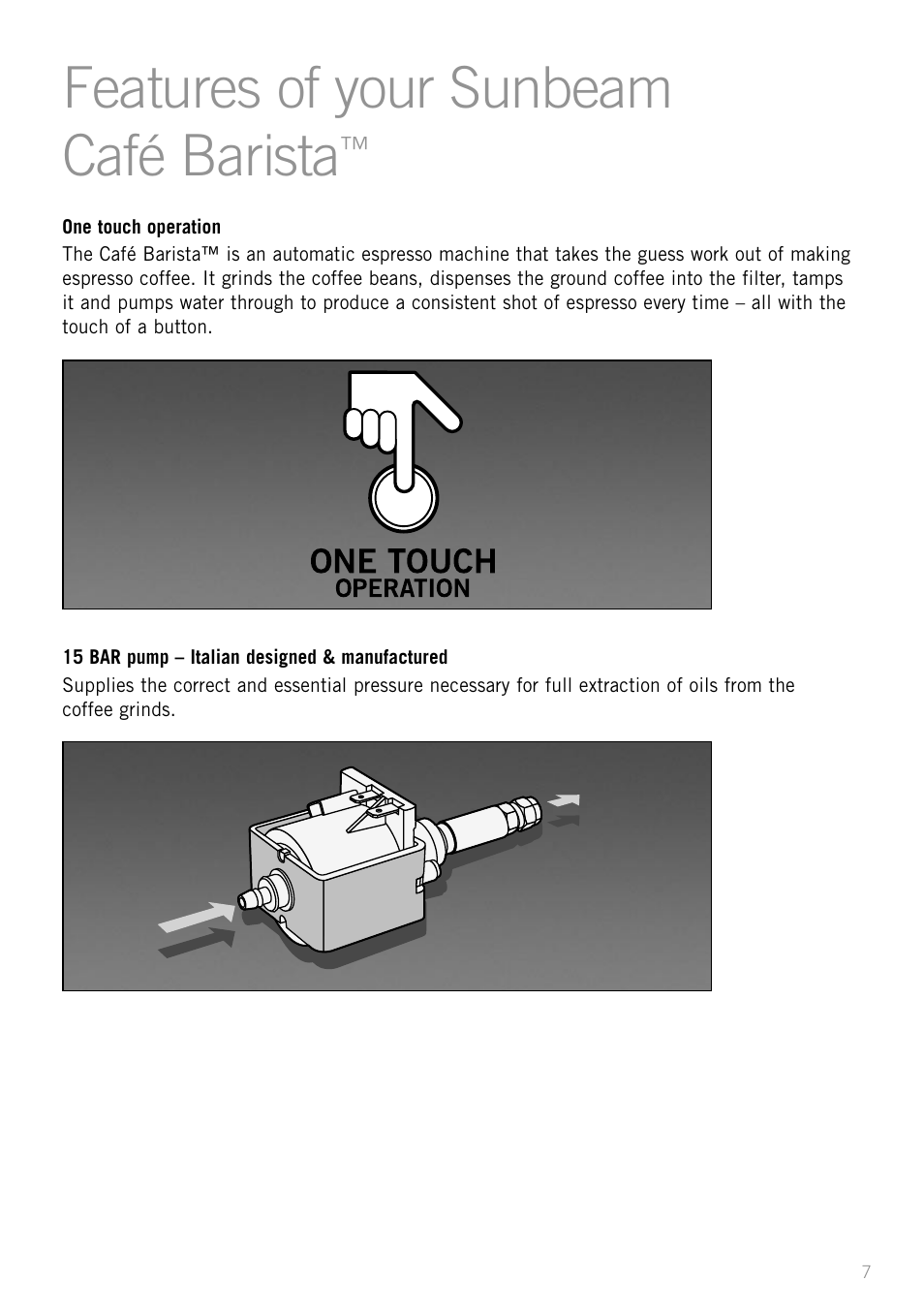 Features of your sunbeam café barista | Sunbeam EM8800 User Manual | Page 9 / 46