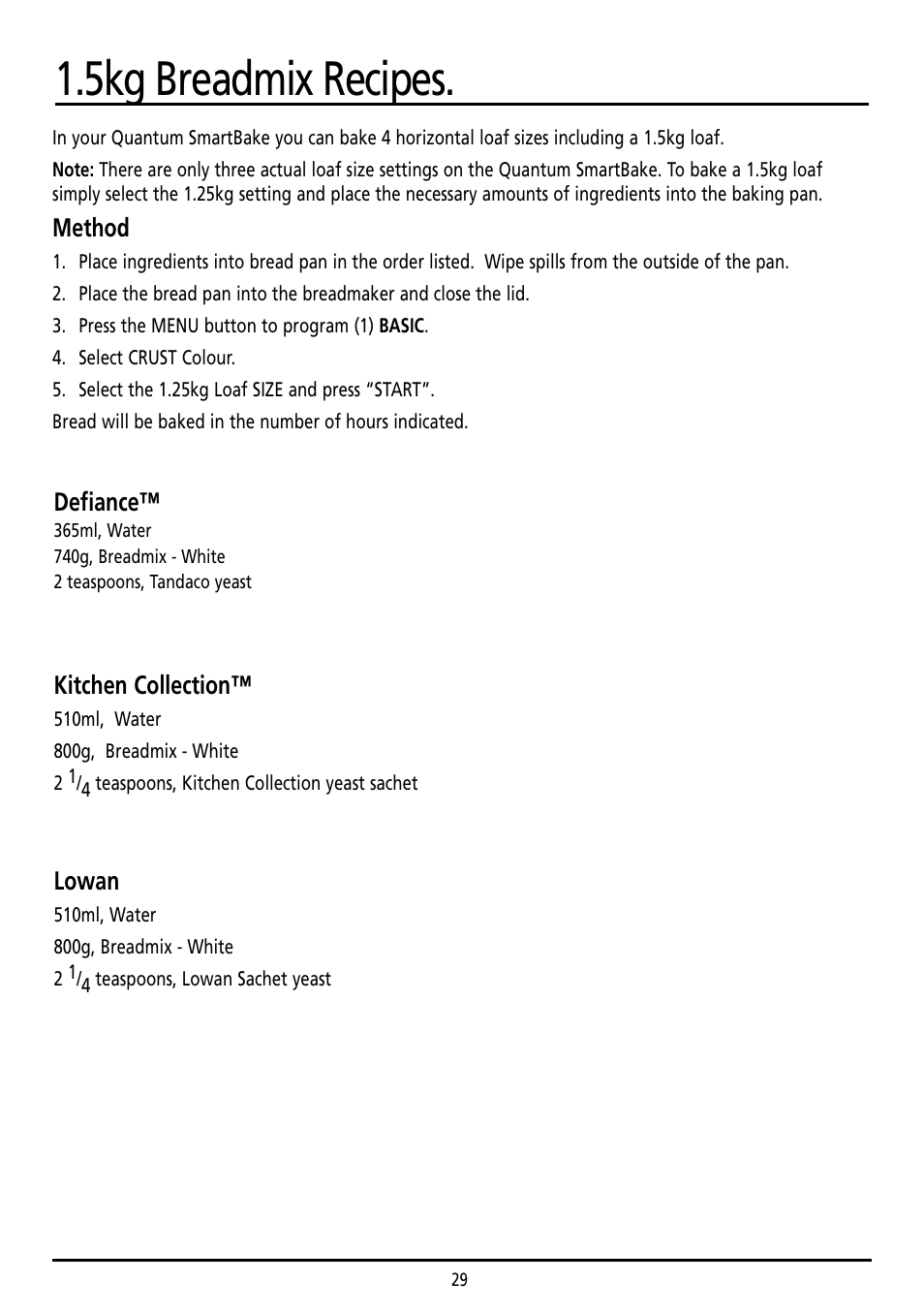 5kg breadmix recipes | Sunbeam BM7800 User Manual | Page 29 / 80