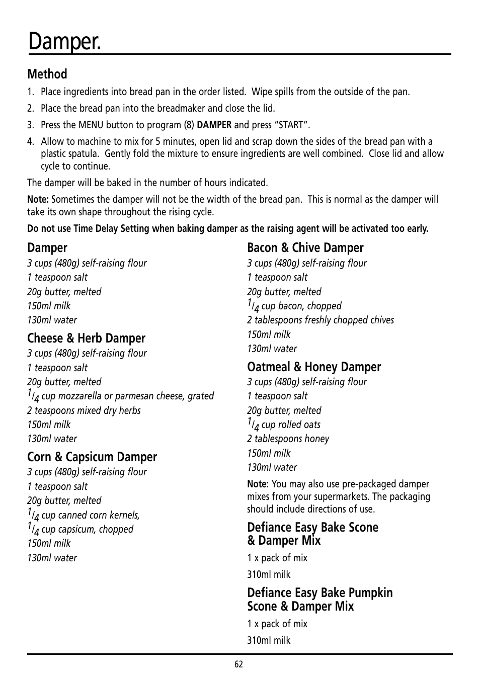 Damper | Sunbeam BM7800 User Manual | Page 62 / 80