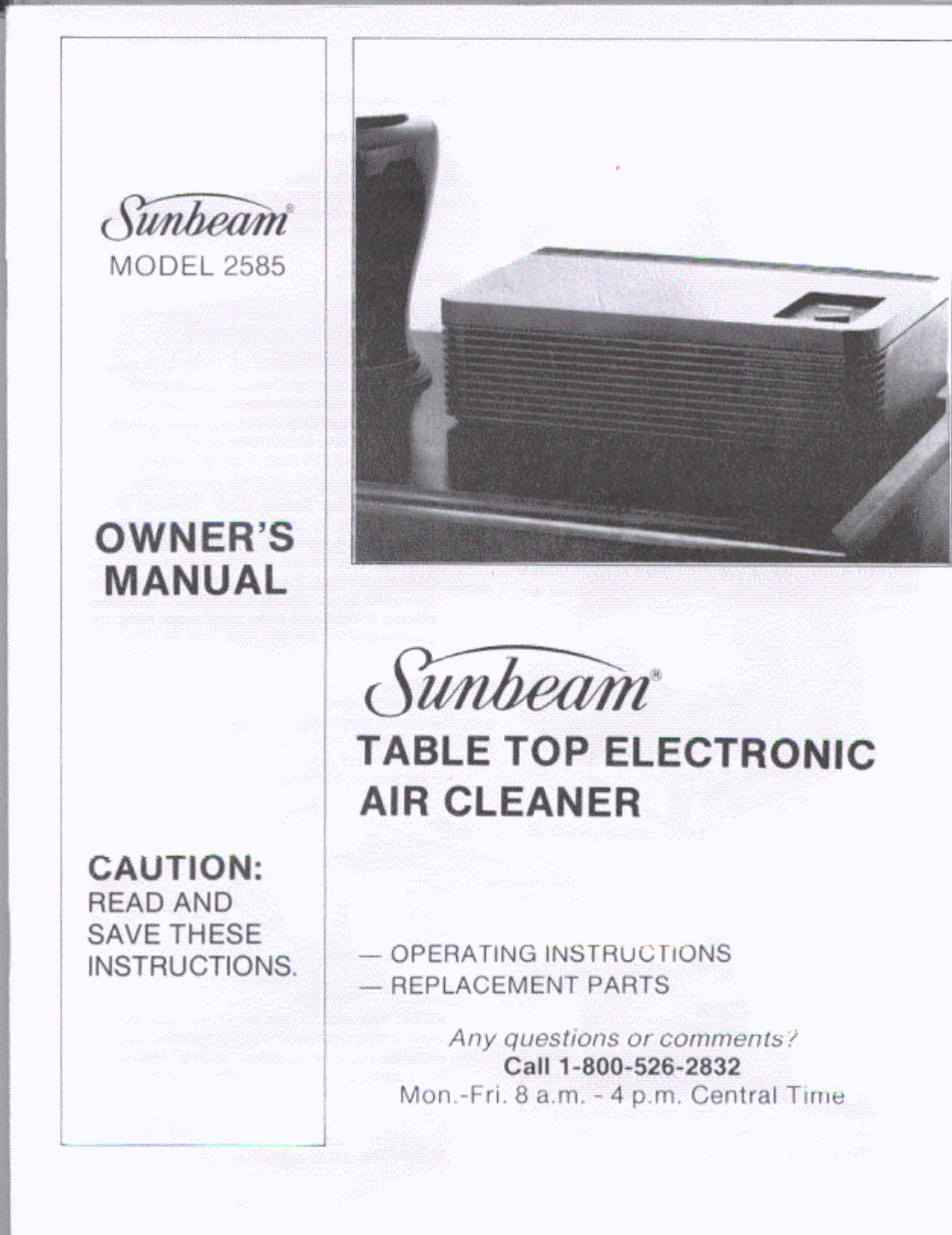 Sunbeam 2585 User Manual | 8 pages