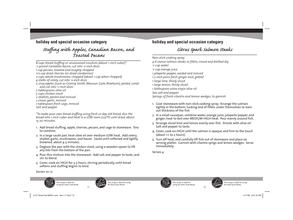 Citrus spark salmon steaks, Holiday and special occasion category | Sunbeam 08EM1 User Manual | Page 37 / 42