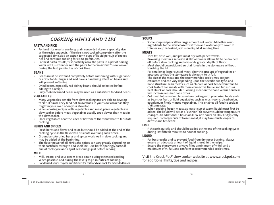 Cooking hints and tips | Sunbeam 08EM1 User Manual | Page 9 / 42