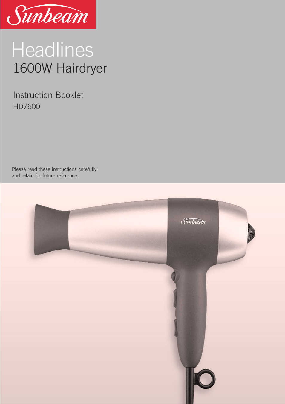 Sunbeam HD7600 User Manual | 9 pages