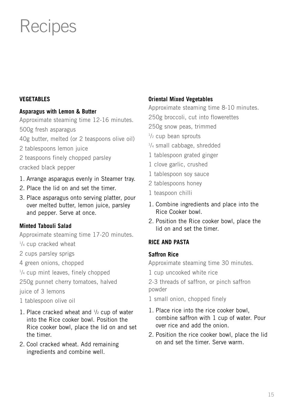 Recipes | Sunbeam ST6610 User Manual | Page 17 / 24