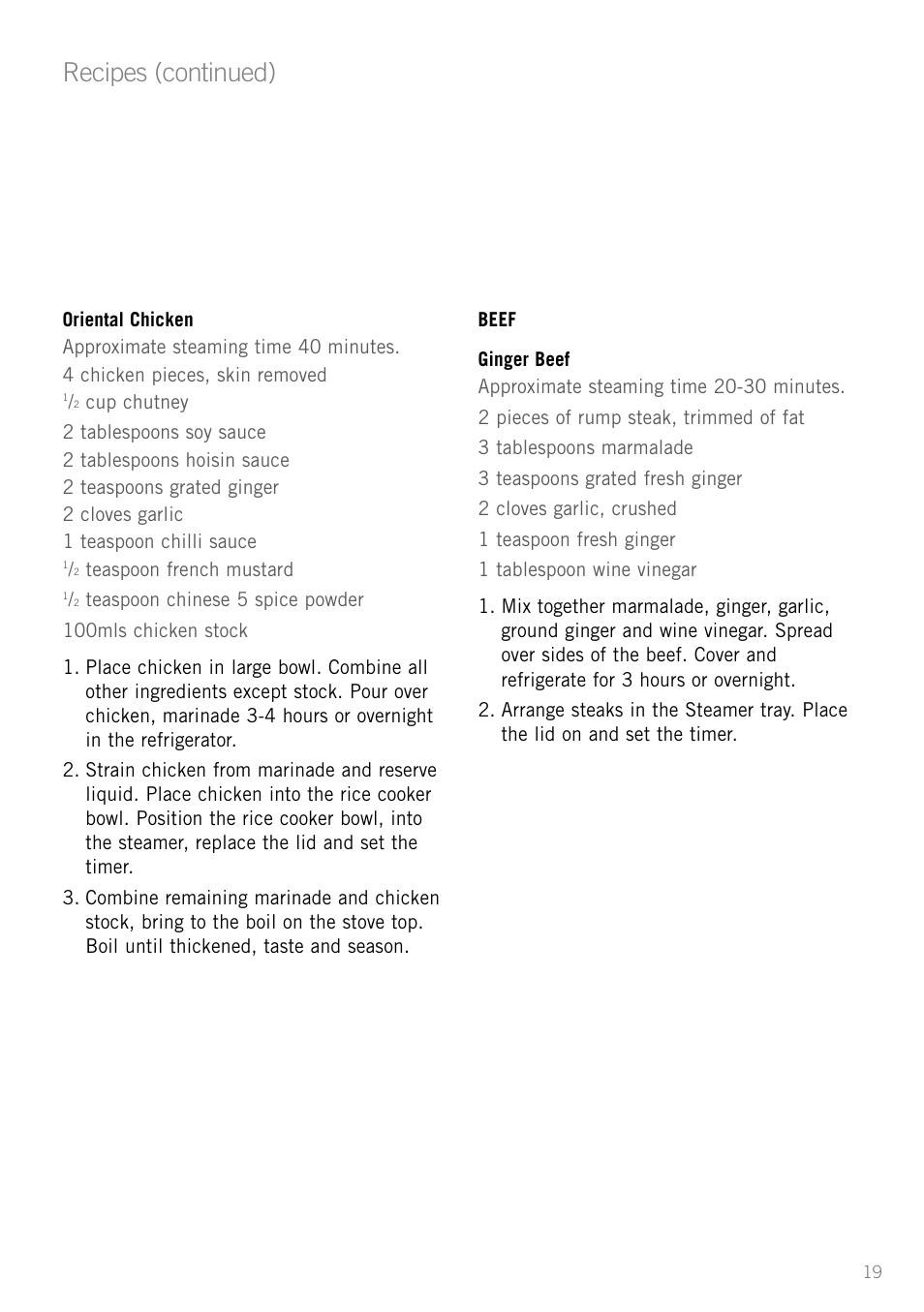 Recipes (continued) | Sunbeam ST6610 User Manual | Page 21 / 24