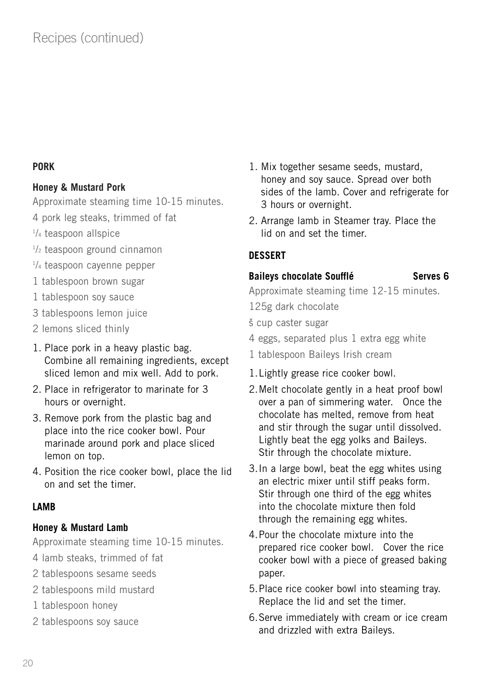 Recipes (continued) | Sunbeam ST6610 User Manual | Page 22 / 24