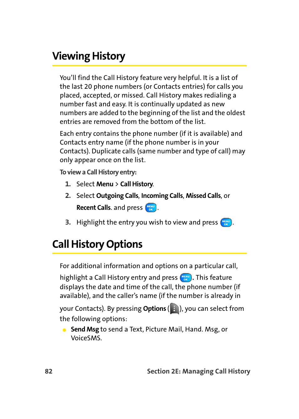 Viewing history, Call history options | Samsung A920 User Manual | Page 106 / 272