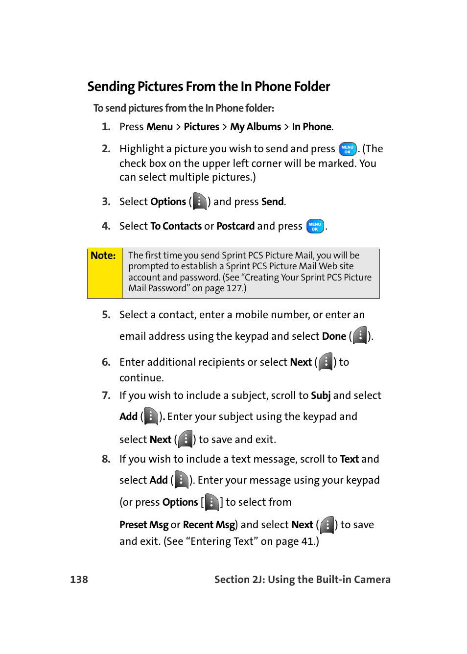 Sending pictures from the in phone folder | Samsung A920 User Manual | Page 162 / 272