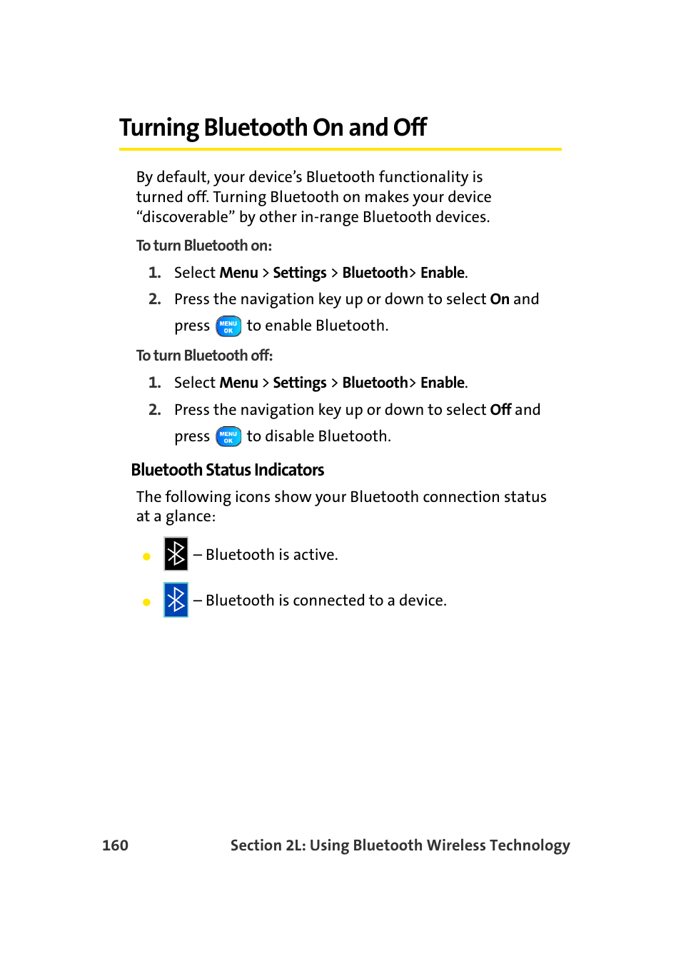 Turning bluetooth on and off | Samsung A920 User Manual | Page 184 / 272