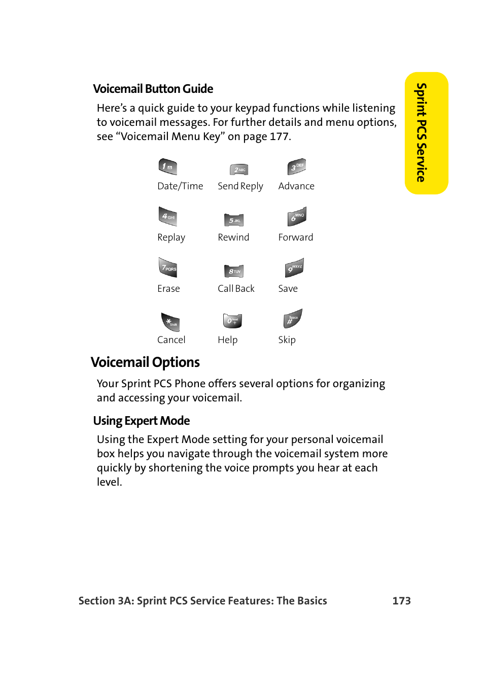 Voicemail options, Sprin t pcs se rv ice | Samsung A920 User Manual | Page 197 / 272