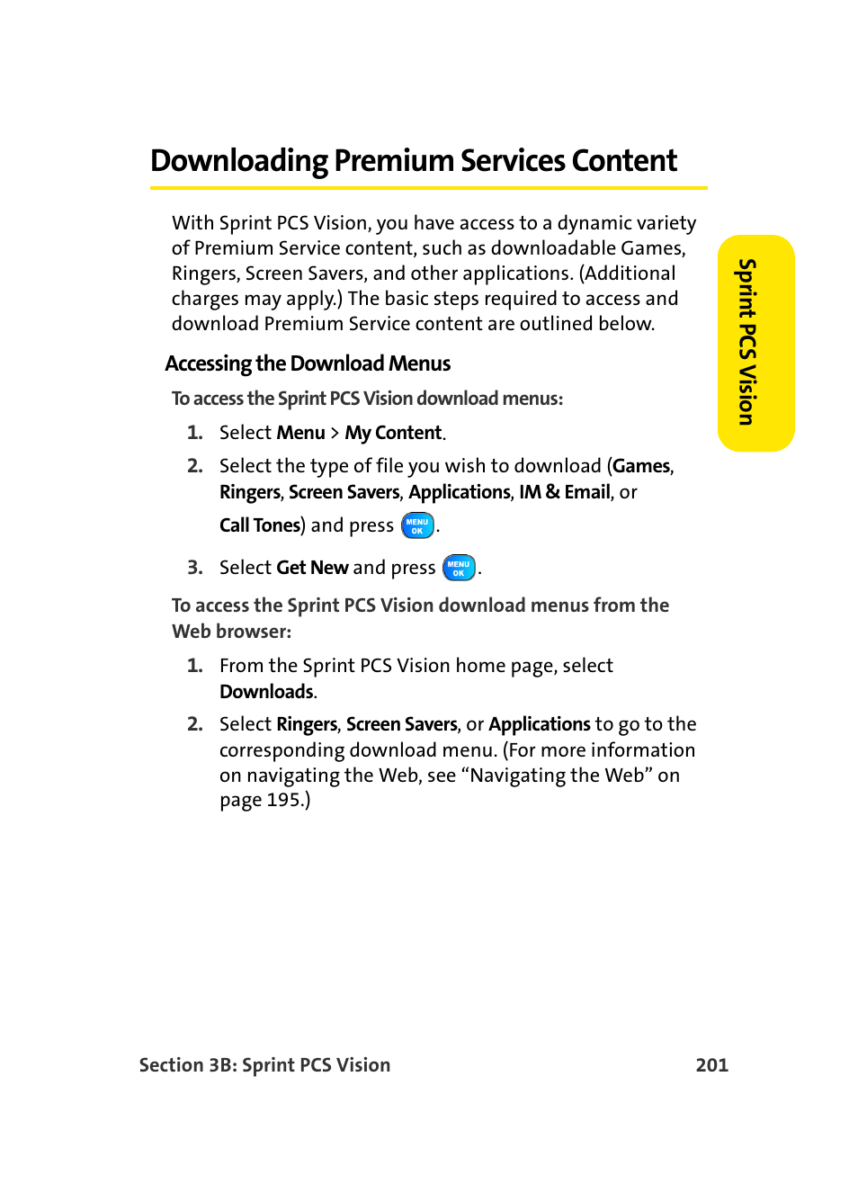 Downloading premium services content | Samsung A920 User Manual | Page 225 / 272