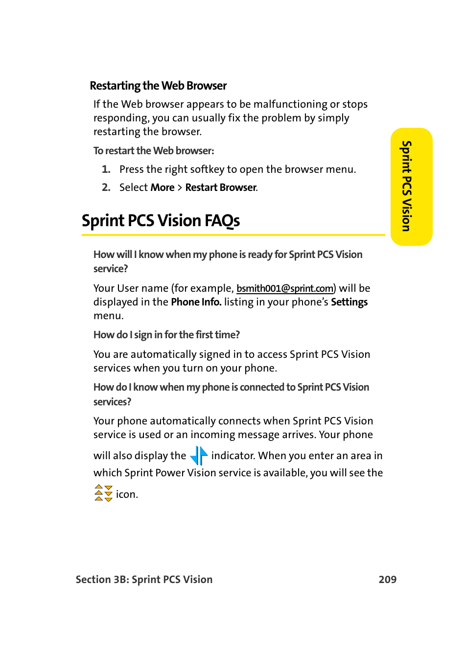 Sprint pcs vision faqs | Samsung A920 User Manual | Page 233 / 272