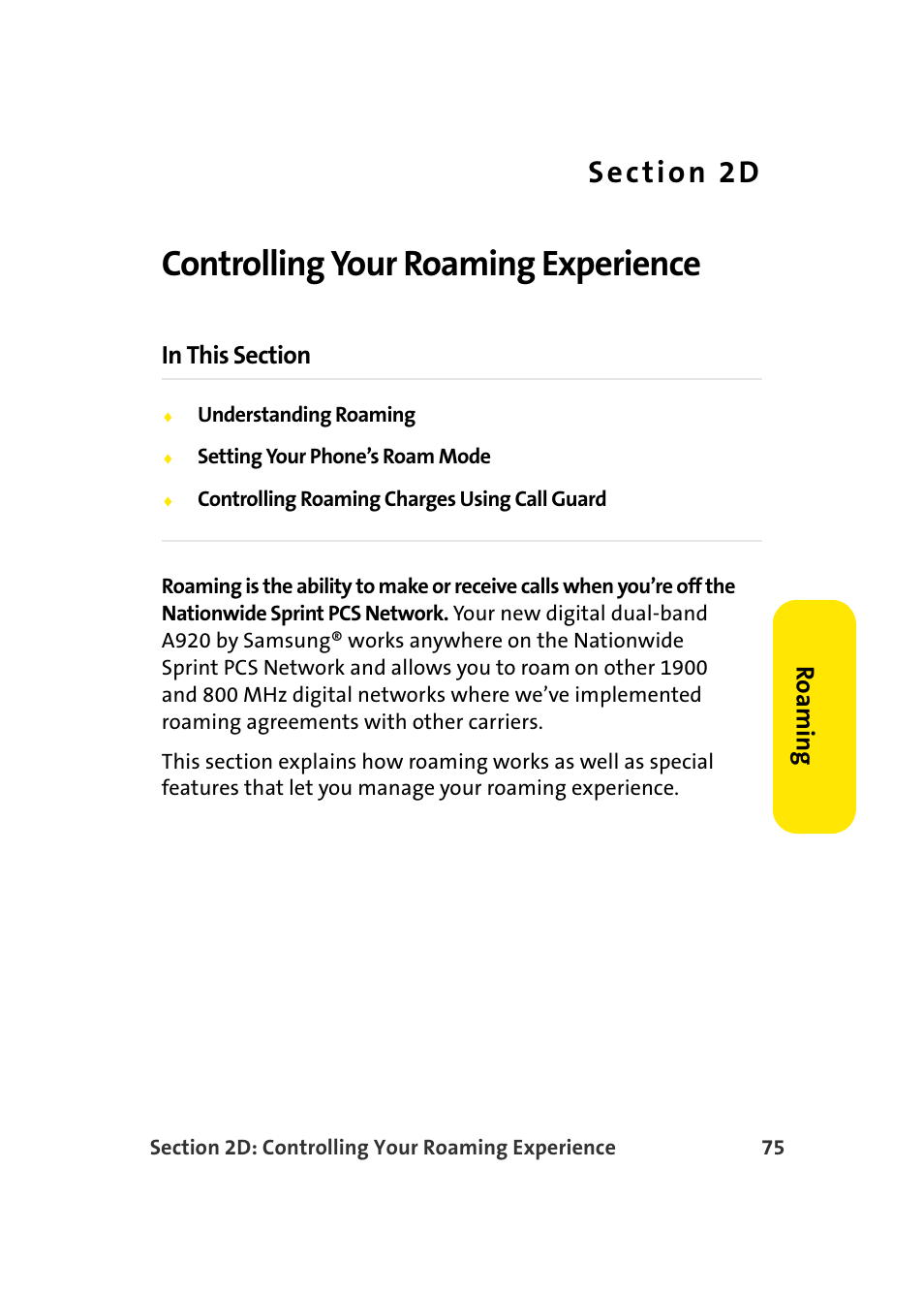 Controlling your roaming experience, 2d. controlling your roaming experience | Samsung A920 User Manual | Page 99 / 272