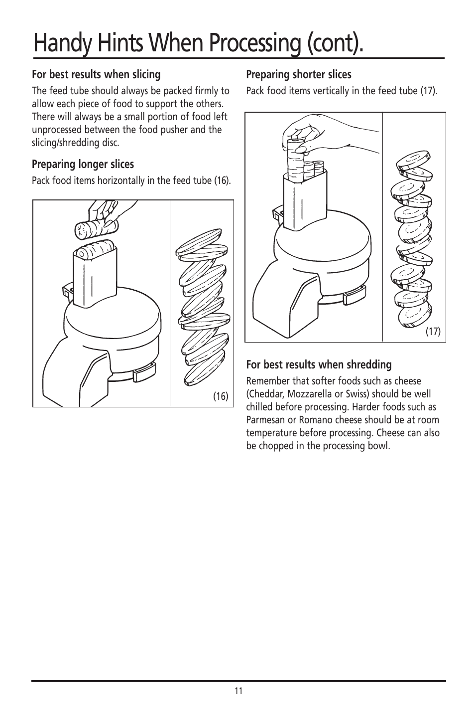 Handy hints when processing (cont) | Sunbeam 400 User Manual | Page 11 / 19