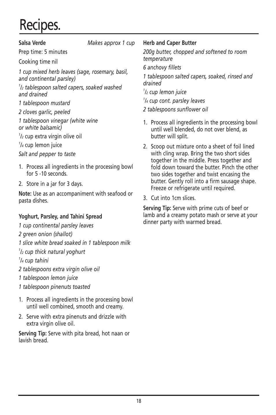 Recipes | Sunbeam 400 User Manual | Page 18 / 19
