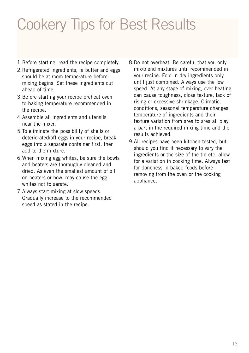Cookery tips for best results | Sunbeam MX8800 User Manual | Page 15 / 39